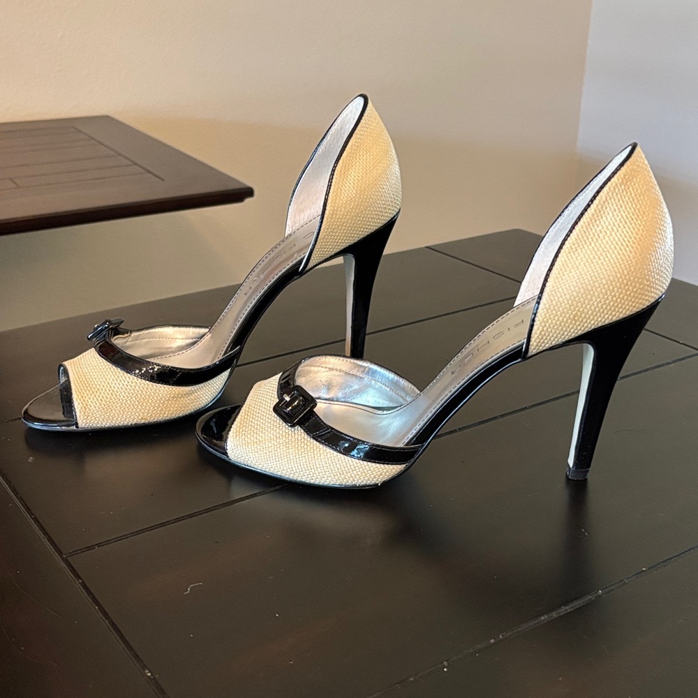 Marc Fisher Two-Tone Black and Cream Heels